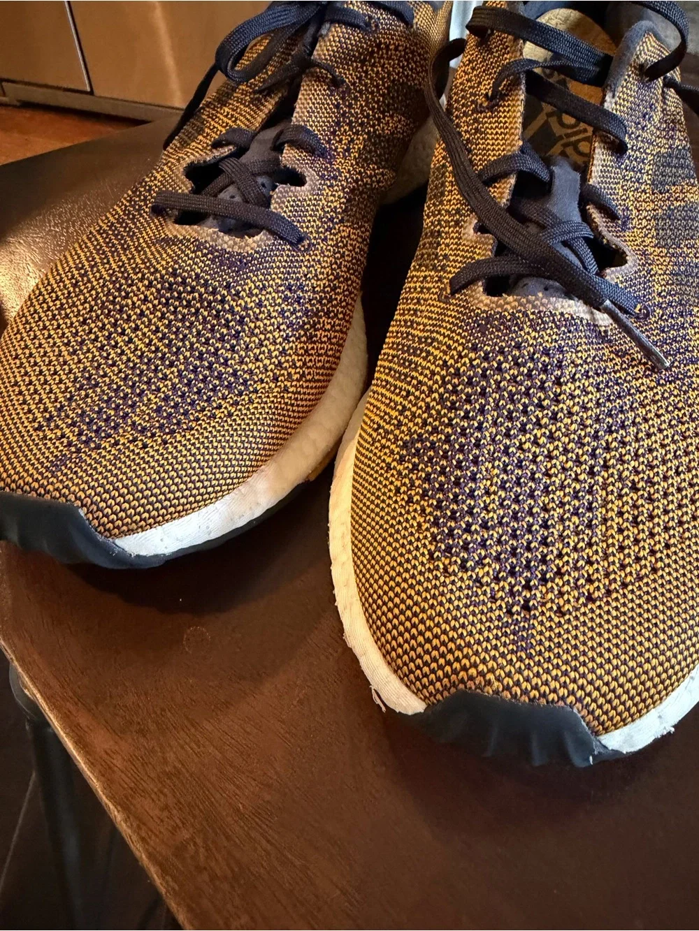 Adidas PureBoost DPR Tactile Yellow & Navy Men's Size 13 Running Shoes Sneakers